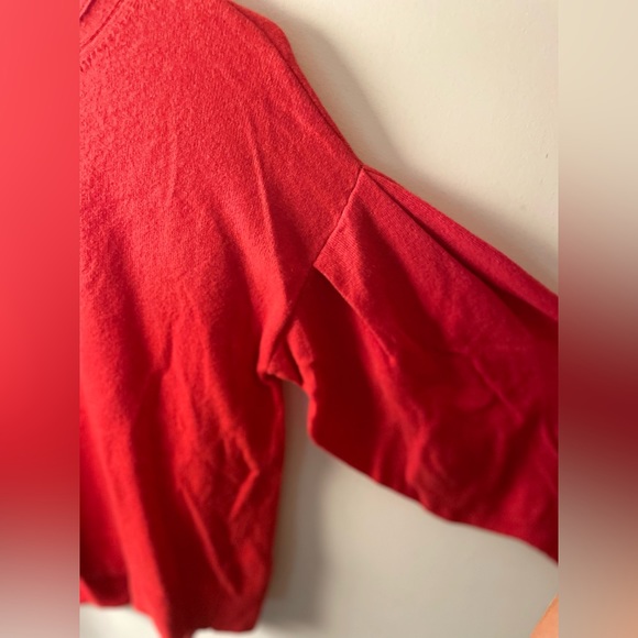 Vince Red Puffed Sleeve Crewneck Cozy Size S - Picture 4 of 8